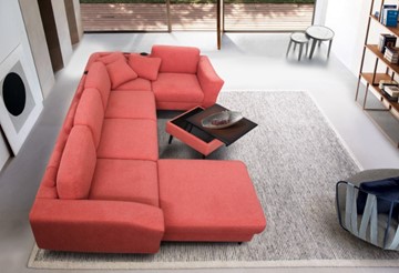 Модульный диван Томас с широкими подлокотниками и пуф-столик с подъемным механизмом в Губкинском - предосмотр 1