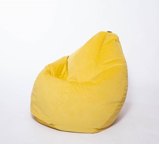 Кресло-мешок Груша среднее, велюр однотон, лимонное в Новом Уренгое