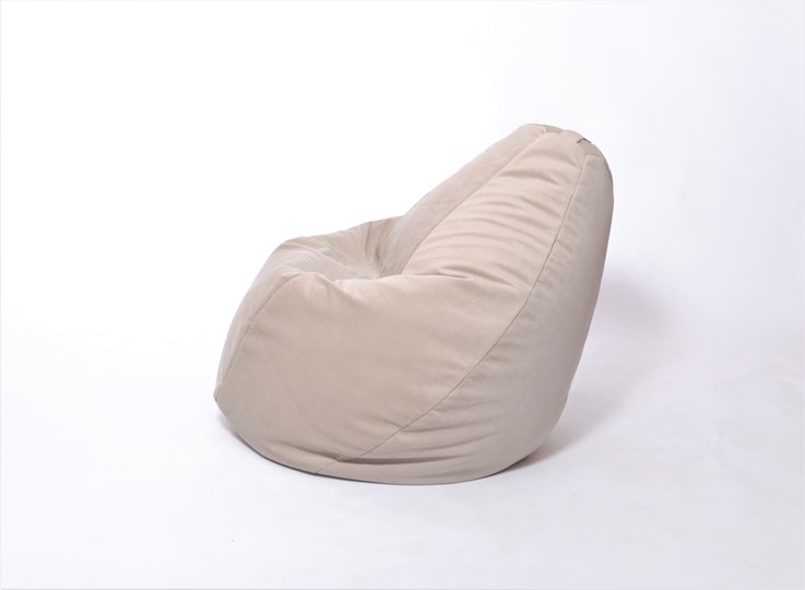 Кресло-мешок Груша большое, велюр однотон, бежевое в Салехарде - изображение 2