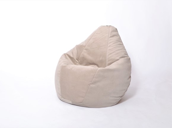Кресло-мешок Груша среднее, велюр однотон, бежевое в Надыме - изображение