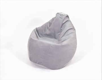 Кресло-мешок Груша малое, велюр однотон, серое в Новом Уренгое