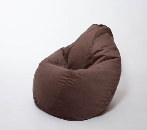 Кресло-мешок Груша большое, велюр однотон, шоколад в Салехарде - изображение
