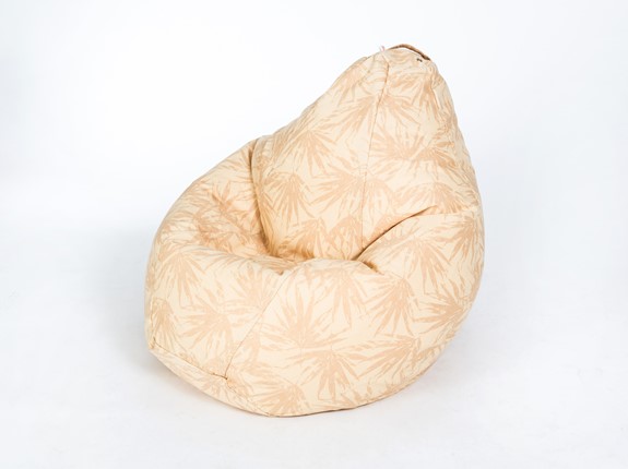 Кресло-мешок Груша среднее, жаккард, бежевые листья в Новом Уренгое - изображение