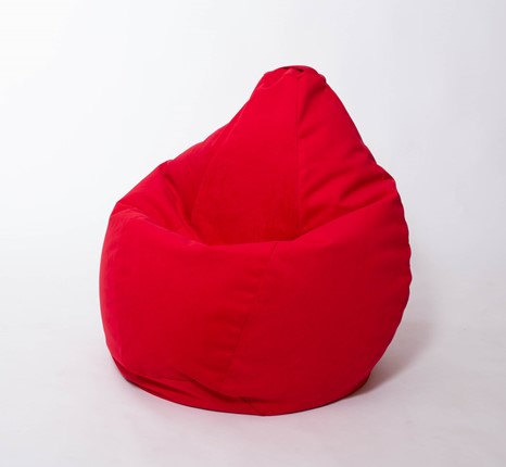 Кресло-мешок Груша большое, велюр однотон, красное в Новом Уренгое - изображение
