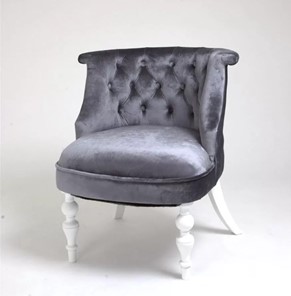 Кресло Бархат (серый бархат/белая эмаль) в Салехарде - предосмотр 1