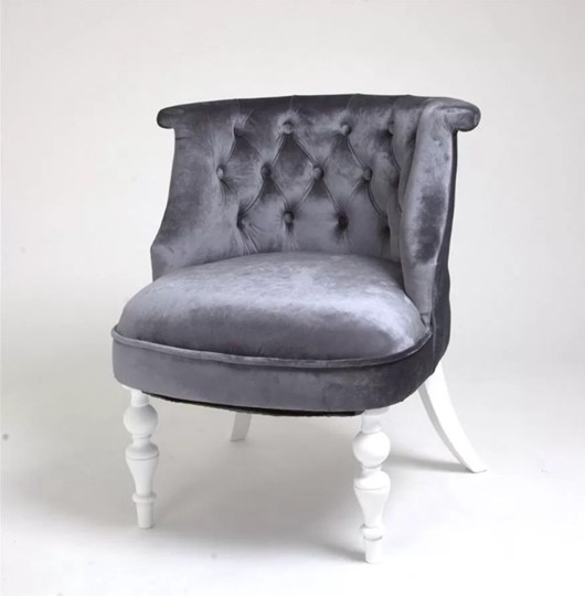 Кресло Бархат (серый бархат/белая эмаль) в Салехарде - изображение 1
