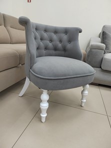 Кресло Бархат (серый бархат/белая эмаль), 000042564 в Новом Уренгое