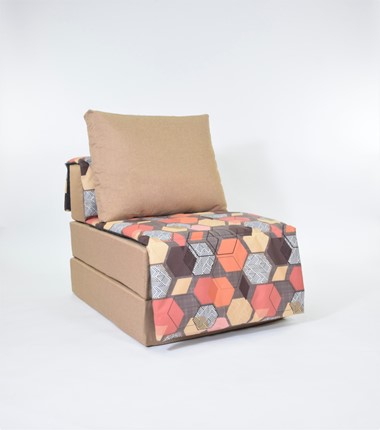 Кресло бескаркасное Харви, песочный-геометрия браун в Надыме - изображение