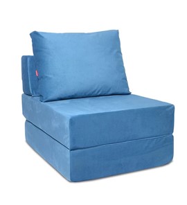 Бескаркасное кресло-кровать Окта, велюр синий в Тарко-Сале
