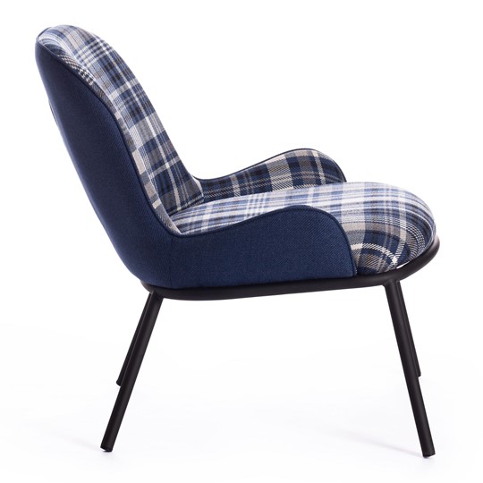 Кресло DUKEN (mod. 0179322) металл/ткань, 79х59х66 см, синий/синяя шотландка/черный в Салехарде - изображение 1