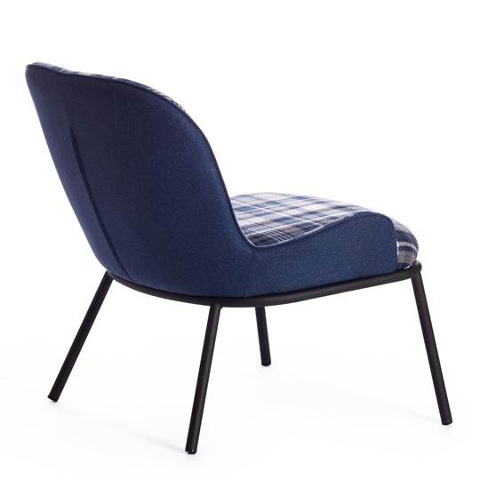Кресло DUKEN (mod. 0179322) металл/ткань, 79х59х66 см, синий/синяя шотландка/черный в Салехарде - изображение 2
