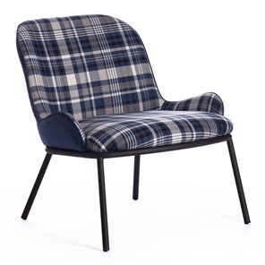 Кресло DUKEN (mod. 0179322) металл/ткань, 79х59х66 см, синий/синяя шотландка/черный в Салехарде - предосмотр