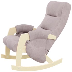 Кресло-качалка ЭЛИТ с карманами Джанни (каркас дуб, сиденье серо-розовое) в Лабытнанги