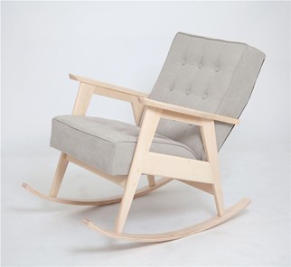 Кресло-качалка Ретро (беленый дуб / 02 - светло-серый) в Салехарде