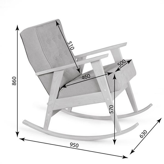 Кресло-качалка Ретро (беленый дуб / 05 - коричневый) в Салехарде - изображение 3