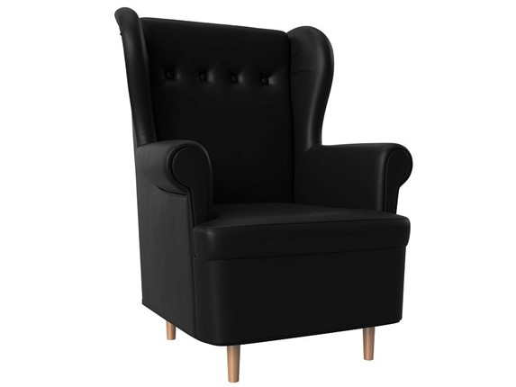 Кресло на ножках Торин, черный (Экокожа) в Салехарде - изображение