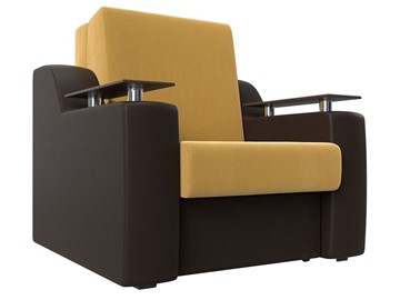 Кресло раскладное Сенатор 80, Желтый\коричневый (Микровельвет\Экокожа) в Салехарде