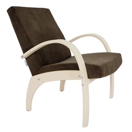 Мягкое кресло Денди шпон, ткань ультра шоколад, каркас дуб шампань шпон в Салехарде - изображение
