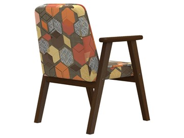 Кресло мягкое Ретро ткань геометрия коричневый, каркас орех в Салехарде - предосмотр 1