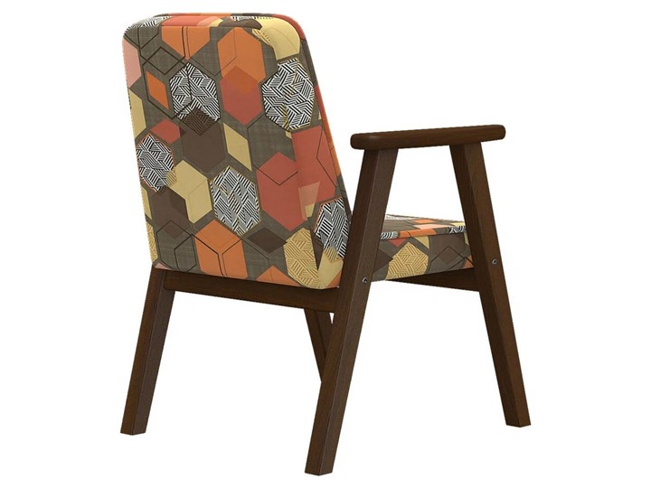 Кресло мягкое Ретро ткань геометрия коричневый, каркас орех в Салехарде - изображение 1