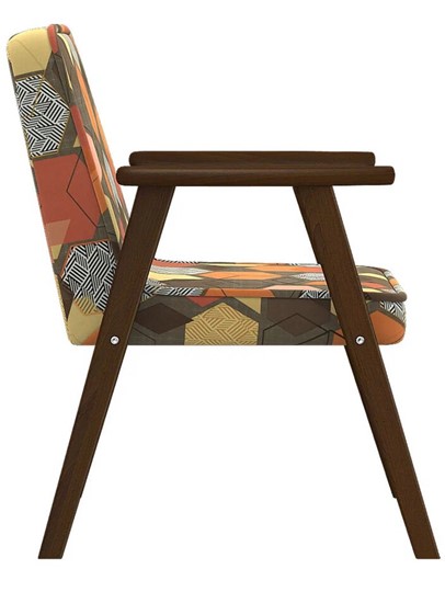 Кресло мягкое Ретро ткань геометрия коричневый, каркас орех в Салехарде - изображение 3