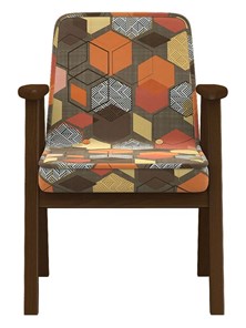 Кресло мягкое Ретро ткань геометрия коричневый, каркас орех в Салехарде - предосмотр 4