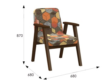 Кресло мягкое Ретро ткань геометрия коричневый, каркас орех в Салехарде - предосмотр 5