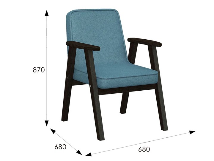 Кресло Ретро ткань голубой, каркас венге в Салехарде - изображение 6