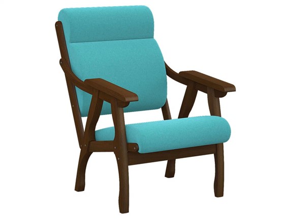 Кресло Вега 10 ткань бирюза, каркас орех в Салехарде - изображение
