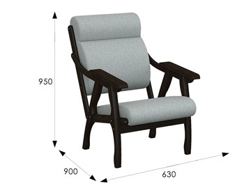 Кресло мягкое Вега 10 ткань серый, каркас венге в Салехарде - предосмотр 6