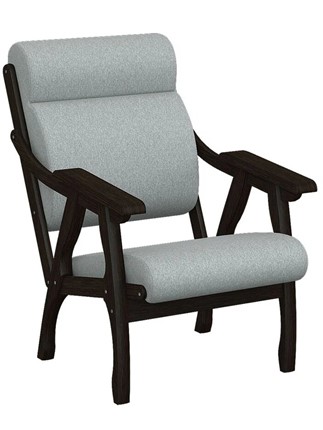 Кресло мягкое Вега 10 ткань серый, каркас венге в Салехарде - изображение