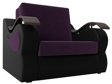 Кресло-кровать Меркурий (60), Фиолетовый\Черный (Велюр\Экокожа) в Салехарде - предосмотр
