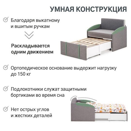 Кресло-кровать Polto серо-коричневый/шалфей (рогожка) в Салехарде - изображение 18