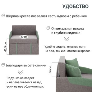 Кресло-кровать Polto серо-коричневый/шалфей (рогожка) в Салехарде - предосмотр 20