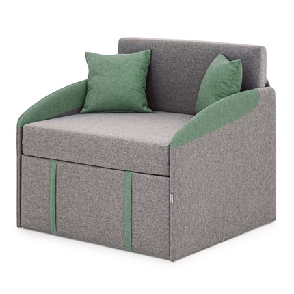 Кресло-кровать Polto серо-коричневый/шалфей (рогожка) в Салехарде - изображение