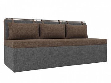 Кухонный прямой диван Метро, Коричневый/Серый (рогожка) в Салехарде