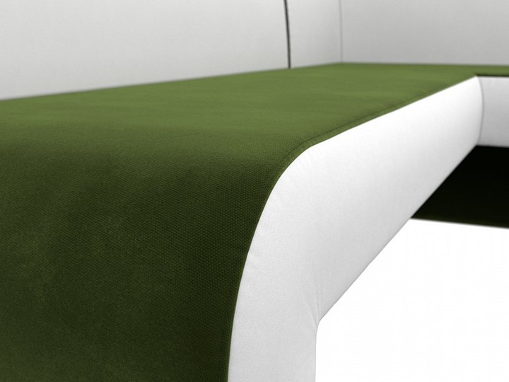 Диван в кухню Кармен угловой, Зеленый/Белый (микровельвет/экокожа) в Салехарде - изображение 4