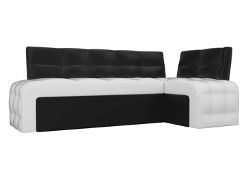 Раскладной кухонный диван Люксор угловой, Белый/Черный (экокожа) в Салехарде
