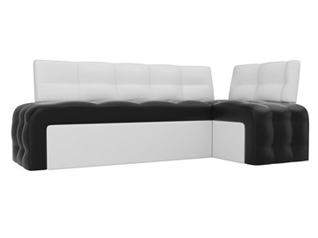 Кухонный диван Люксор угловой, Черный/Белый (экокожа) в Новом Уренгое