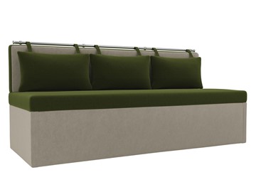 Кухонный прямой диван Метро, Зеленый/Бежевый (микровельвет) в Салехарде