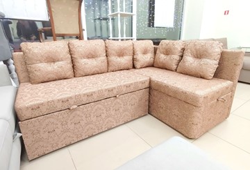 Угловой кухонный диван Яшма 1 ДУ Весь в ткани Жаккард AFINA 06 в Новом Уренгое