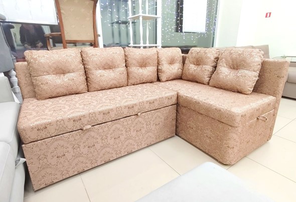 Угловой кухонный диван Яшма 1 ДУ Весь в ткани Жаккард AFINA 06 в Салехарде - изображение