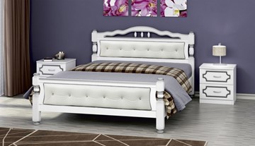 Кровать полутороспальная Карина-11 (Белый Жемчуг, светлая обивка) 140х200 в Надыме