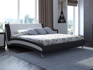 Кровать в спальню Corso-2 180х200, Экокожа (Черный с белым) в Салехарде