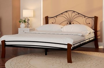 Двуспальная кровать Фортуна 4 Лайт, 1600, черный/махагон в Новом Уренгое