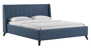 Двуспальная кровать с механизмом Мелисса 160,арт. Тори 83 велюр (серо-синий) + кроватное дно в Лабытнанги