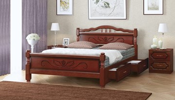 Кровать с выкатными ящиками Карина-5 (Орех) 160х200 в Салехарде