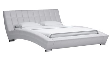 Кровать двуспальная Оливия 160 арт. Марика 483 к/з (белый) с основанием в Новом Уренгое