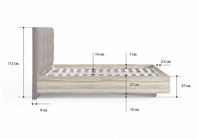 Кровать с подъемным механизмом Victoria (ясень ориноко) 140х190 в Салехарде - изображение 3