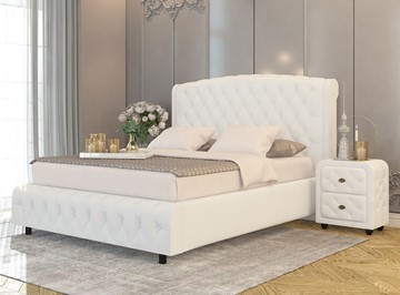Кровать 2-спальная Salvatore Grand 160x200, Экокожа (Белый) в Надыме